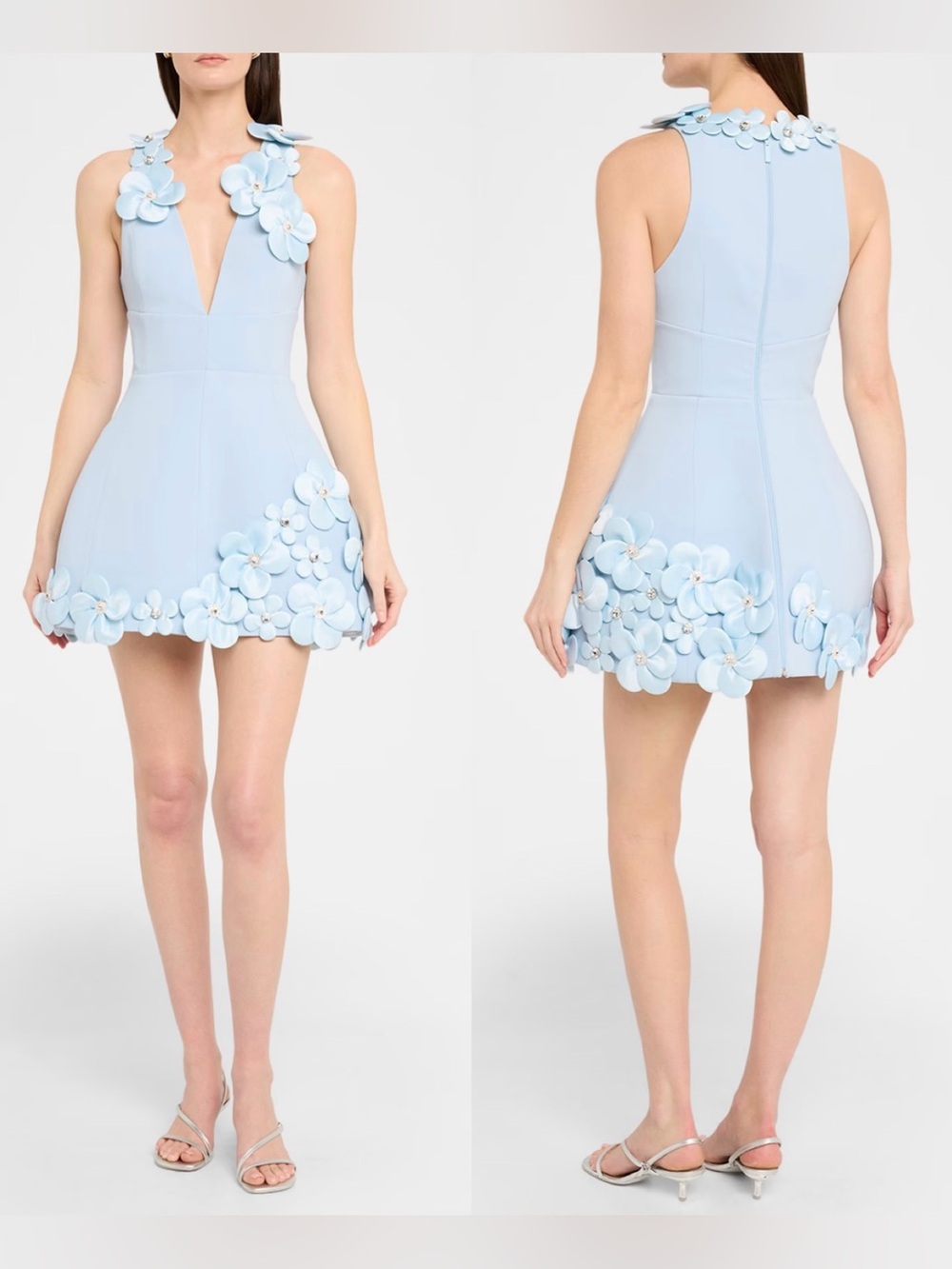 NWOT Bronx And Banco Estelle Floral Applique Fit-&-Flare Mini Dress. Size S - Picture 4 of 17